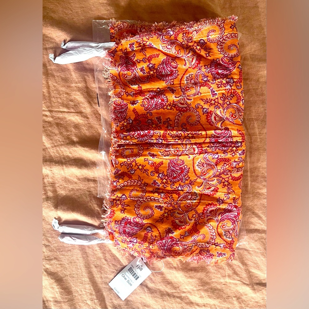 J. Jill orange  paisley scarf. 15”x70”. NWT
